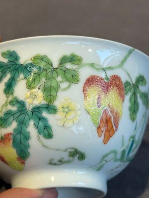 A pair of imperial Chinese famille rose 'balsam pear' bowls, Jiaqing mark and of the period — photo 27
