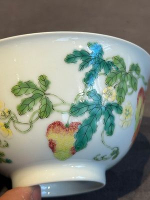 A pair of imperial Chinese famille rose 'balsam pear' bowls, Jiaqing mark and of the period — photo 29