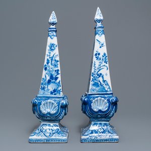 A pair of impressive Dutch Delft blue and white obelisks, 18th C. — 照片 2