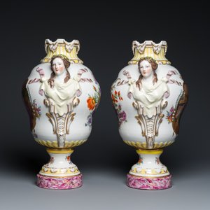 A pair of impressive Meissen porcelain vases, 19th C. — photo 3