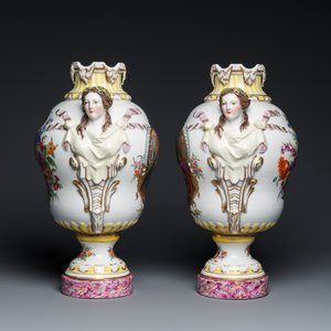 A pair of impressive Meissen porcelain vases, 19th C. — photo 4