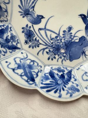 A pair of Japanese Arita blue and white 'Birds among Flowering Branches' plates, Edo 18th C. — foto 3