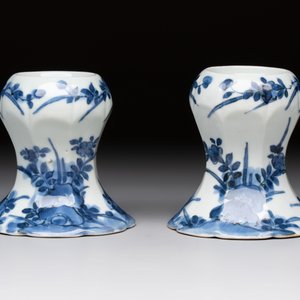 A pair of Japanese Arita blue and white salts, Edo, 18th C. — 照片 3
