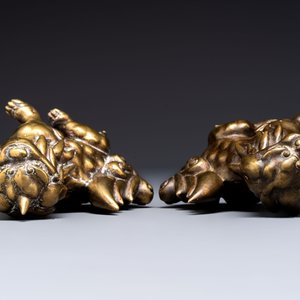 A pair of Japanese bronze Buddhist lions, 19/20th C. — 照片 7