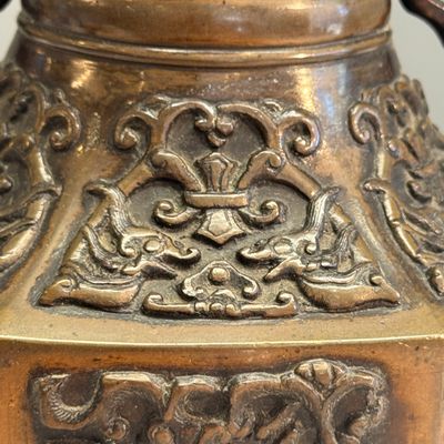 A pair of Japanese bronze vases with dragon-form handles — photo 24
