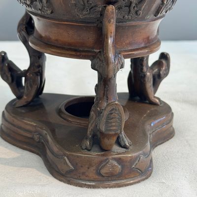 A pair of Japanese bronze vases with dragon-form handles — photo 26