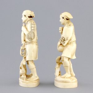 A pair of Japanese carved ivory fishermen, Meiji, 19th C. — photo 3
