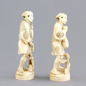 A pair of Japanese carved ivory fishermen, Meiji, 19th C. — photo 5