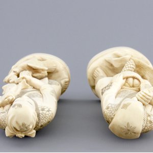 A pair of Japanese carved ivory fishermen, Meiji, 19th C. — photo 7