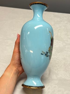 A pair of Japanese cloisonné vases with figural design — photo 3