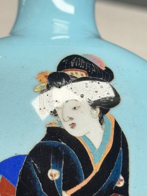 A pair of Japanese cloisonné vases with figural design — photo 6