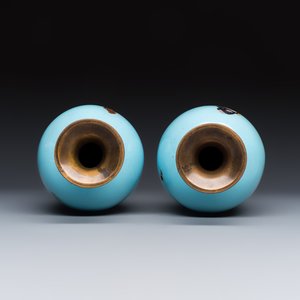 A pair of Japanese cloisonné vases with figural design — photo 7