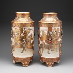 A pair of Japanese Satsuma vases, Meiji, 19th C. — 照片 1
