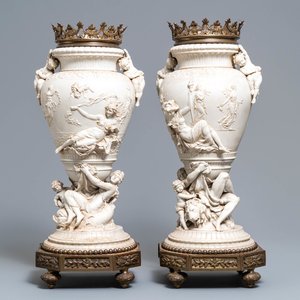 A pair of large bronze-mounted biscuit vases, signed Jammes, France, 19th C. — 照片 1