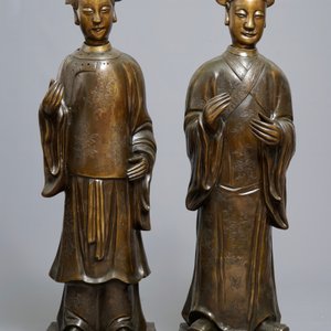 A pair of large Chinese bronze nodding-head figures for the Vietnamese market, 19th C. — 照片 2