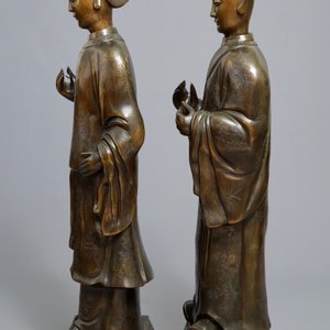 A pair of large Chinese bronze nodding-head figures for the Vietnamese market, 19th C. — 照片 5
