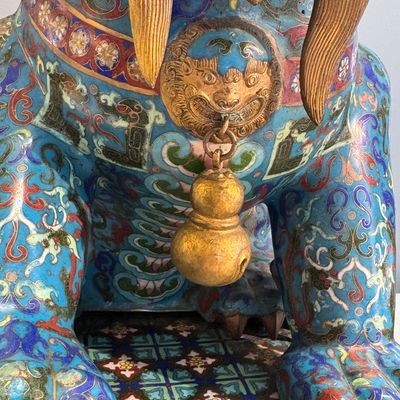 A pair of large Chinese cloisonné Buddhist lions — photo 4