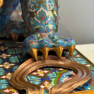 A pair of large Chinese cloisonné Buddhist lions — photo 5