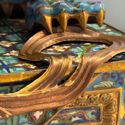 A pair of large Chinese cloisonné Buddhist lions — photo 9