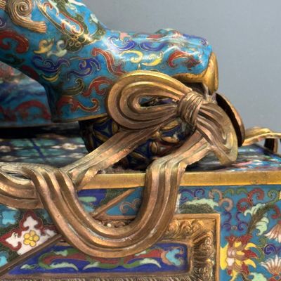 A pair of large Chinese cloisonné Buddhist lions — photo 11