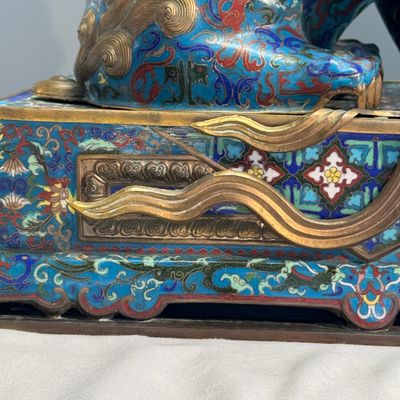 A pair of large Chinese cloisonné Buddhist lions — photo 13