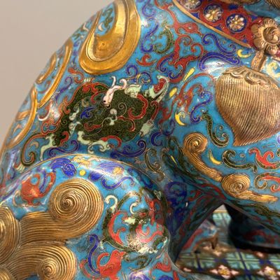A pair of large Chinese cloisonné Buddhist lions — photo 14