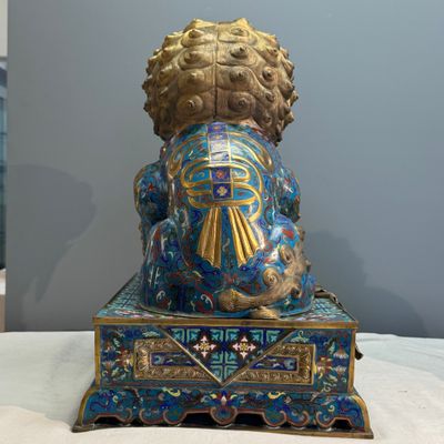 A pair of large Chinese cloisonné Buddhist lions — photo 15
