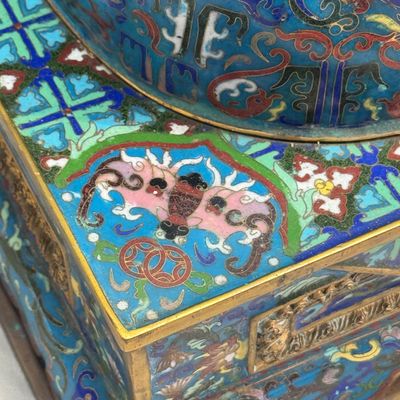 A pair of large Chinese cloisonné Buddhist lions — photo 16