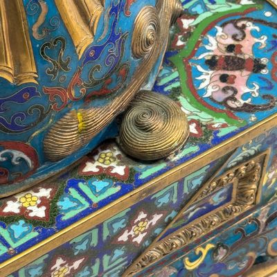 A pair of large Chinese cloisonné Buddhist lions — photo 17