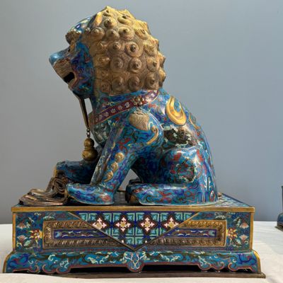 A pair of large Chinese cloisonné Buddhist lions — photo 20