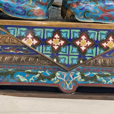 A pair of large Chinese cloisonné Buddhist lions — photo 22
