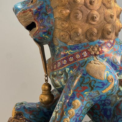 A pair of large Chinese cloisonné Buddhist lions — photo 24