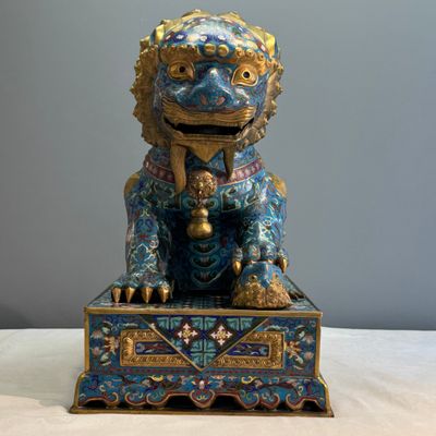 A pair of large Chinese cloisonné Buddhist lions — photo 26