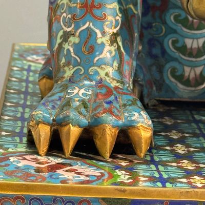 A pair of large Chinese cloisonné Buddhist lions — photo 28