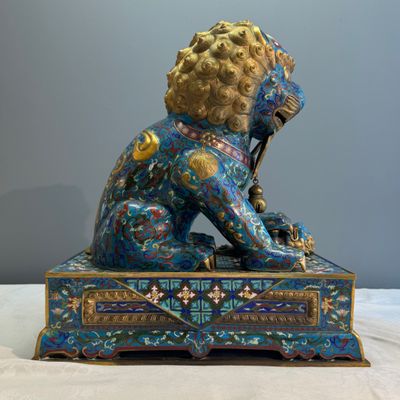A pair of large Chinese cloisonné Buddhist lions — photo 33