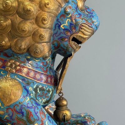 A pair of large Chinese cloisonné Buddhist lions — photo 34