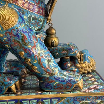 A pair of large Chinese cloisonné Buddhist lions — photo 35