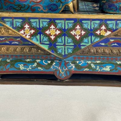 A pair of large Chinese cloisonné Buddhist lions — photo 37