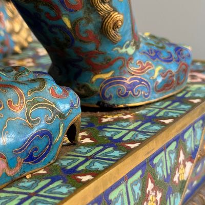 A pair of large Chinese cloisonné Buddhist lions — photo 41