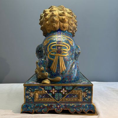 A pair of large Chinese cloisonné Buddhist lions — photo 42