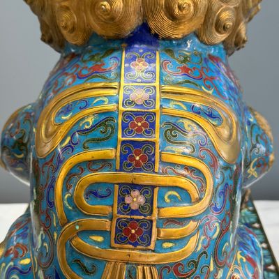 A pair of large Chinese cloisonné Buddhist lions — photo 43