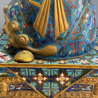 A pair of large Chinese cloisonné Buddhist lions — photo 44