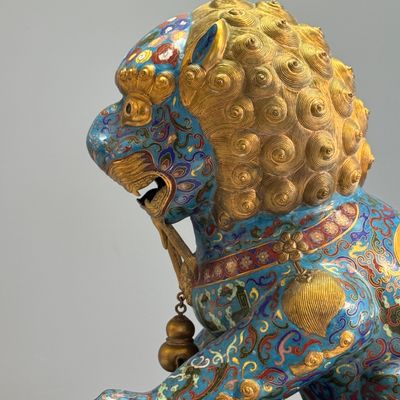 A pair of large Chinese cloisonné Buddhist lions — photo 49