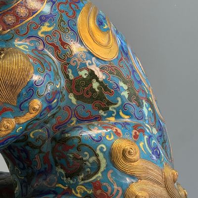 A pair of large Chinese cloisonné Buddhist lions — photo 50