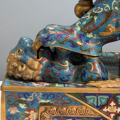 A pair of large Chinese cloisonné Buddhist lions — photo 51