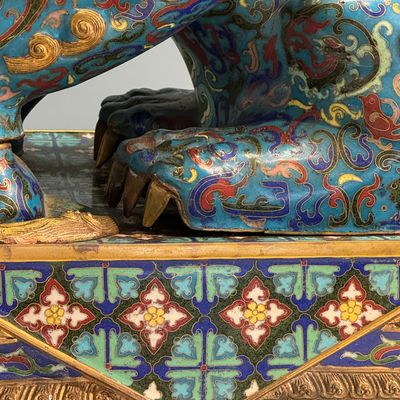 A pair of large Chinese cloisonné Buddhist lions — photo 52