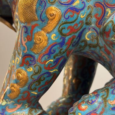 A pair of large Chinese cloisonné Buddhist lions — photo 56