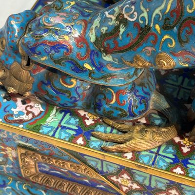 A pair of large Chinese cloisonné Buddhist lions — photo 57