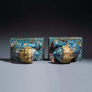 A pair of large Chinese cloisonné Buddhist lions — photo 6