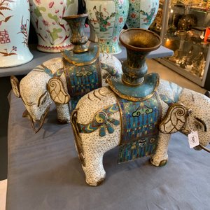 A pair of large Chinese cloisonné models of elephants, 19th C. — 照片 7